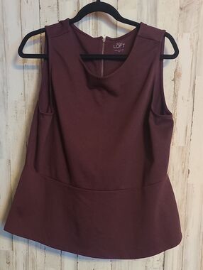 LOFT Sleeveless Peplum Top - Plum